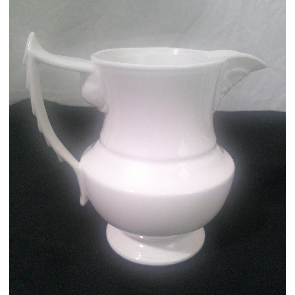 Grace's Teaware White Porcelain Pitcher Detailed Face Figural Spout Handle